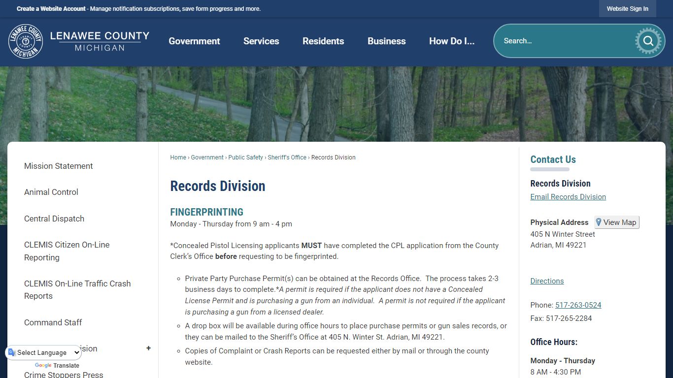 Records Division | Lenawee County, MI